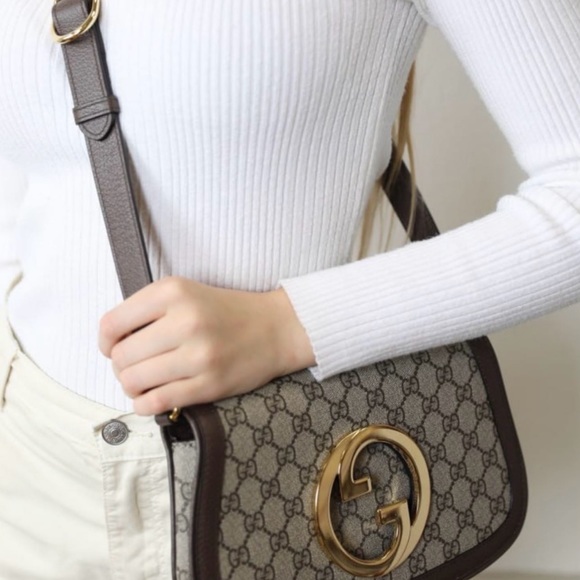 Gucci Blondie shoulder bag with two straps - chain & brown leather - Picture 2 of 8